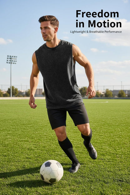 PAODIKUAI Sleeveless Shirts for Men - Sleeveless Crew Neck Casual Gym Washed T Shirt Breathable Loose Fit(Black+Black+Black,XL)