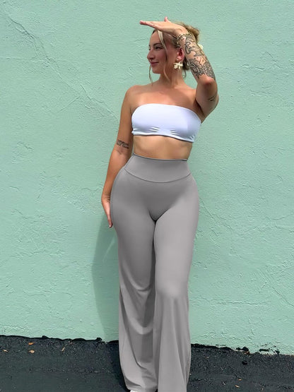 YEOREO Workout Leggings Womens No Front Seam Straight Leggings 31.5" High Waist Buttery Eddiy Gym Yoga Pants Gray XS