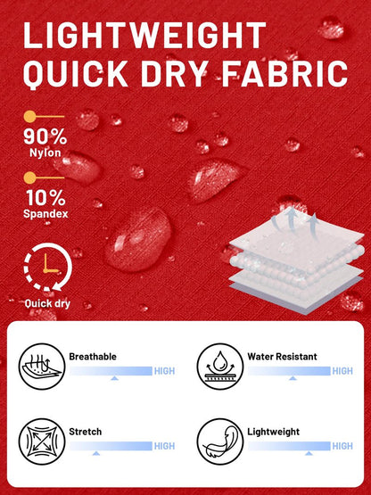 TACVASEN Mens Cargo Shorts Casual Dress Hiking Shorts Quick Dry Outdoor Waterproof Lightweight Tactical Work Fishing Travel Summer Red 38