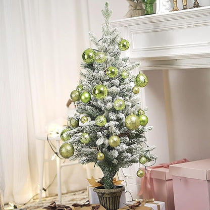 Senjie Apple Green Shatterproof Christmas Ornaments, 32 Pcs Multicolored Spherical Hanging Plastic Ornaments for Christmas Trees