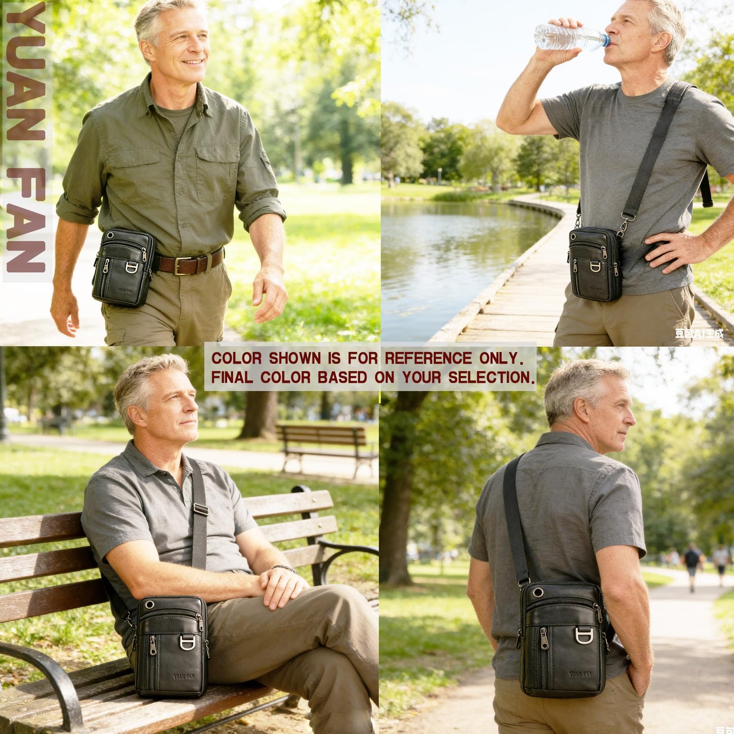 Leather Cell Phone Wallet Shoulder Holster,Hip Bum Pack Pouch Belt Pouch Bolso para Hombre Crossbody Bag for Men with Card Slots Compatible with iPhone (Brown)