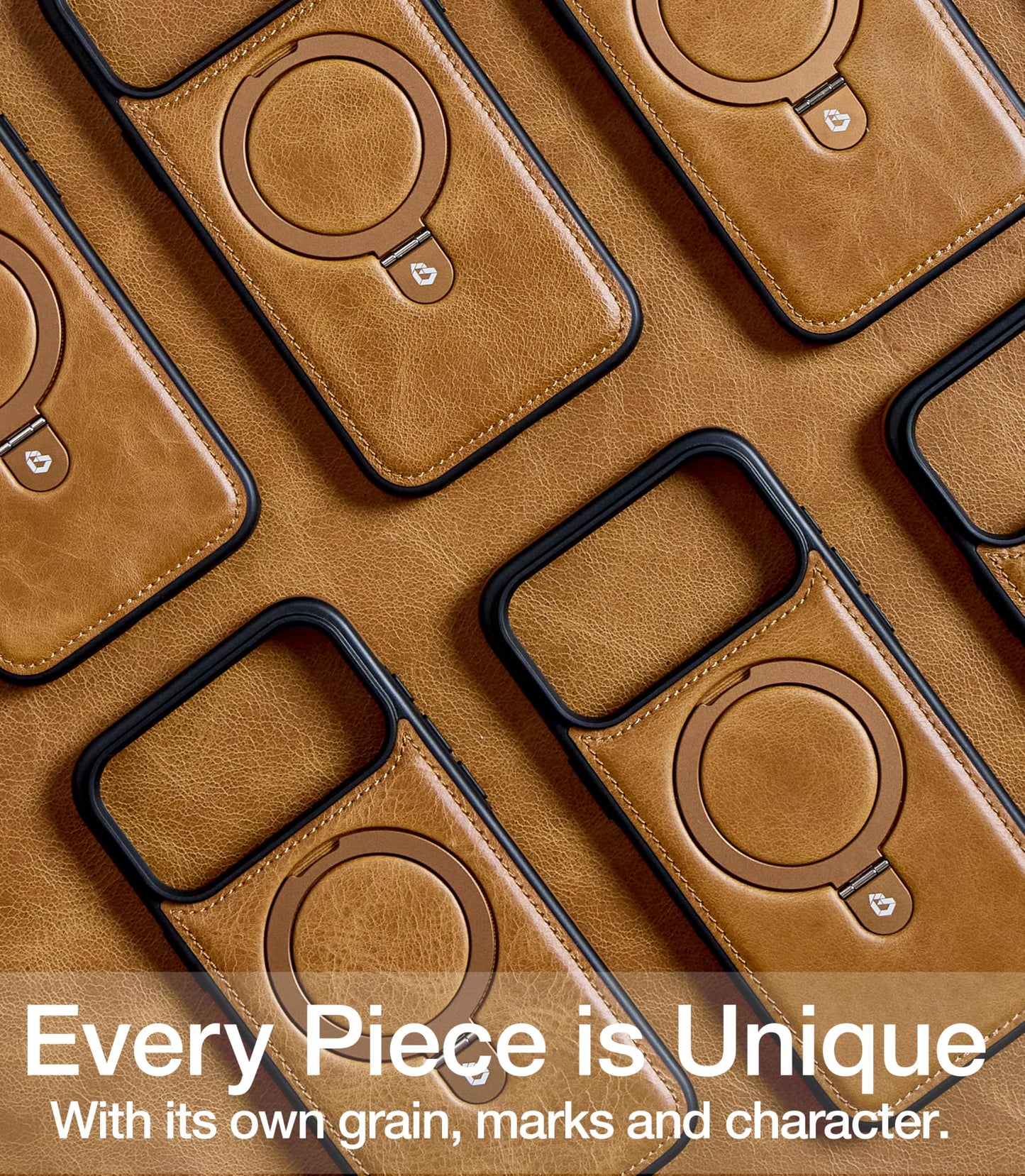 Bullroye for iPhone 17 Pro Max Case Leather Top-Grain Handcrafted with Stand, Fits for MagSafe (English Tan, iPhone 17 Pro Max)