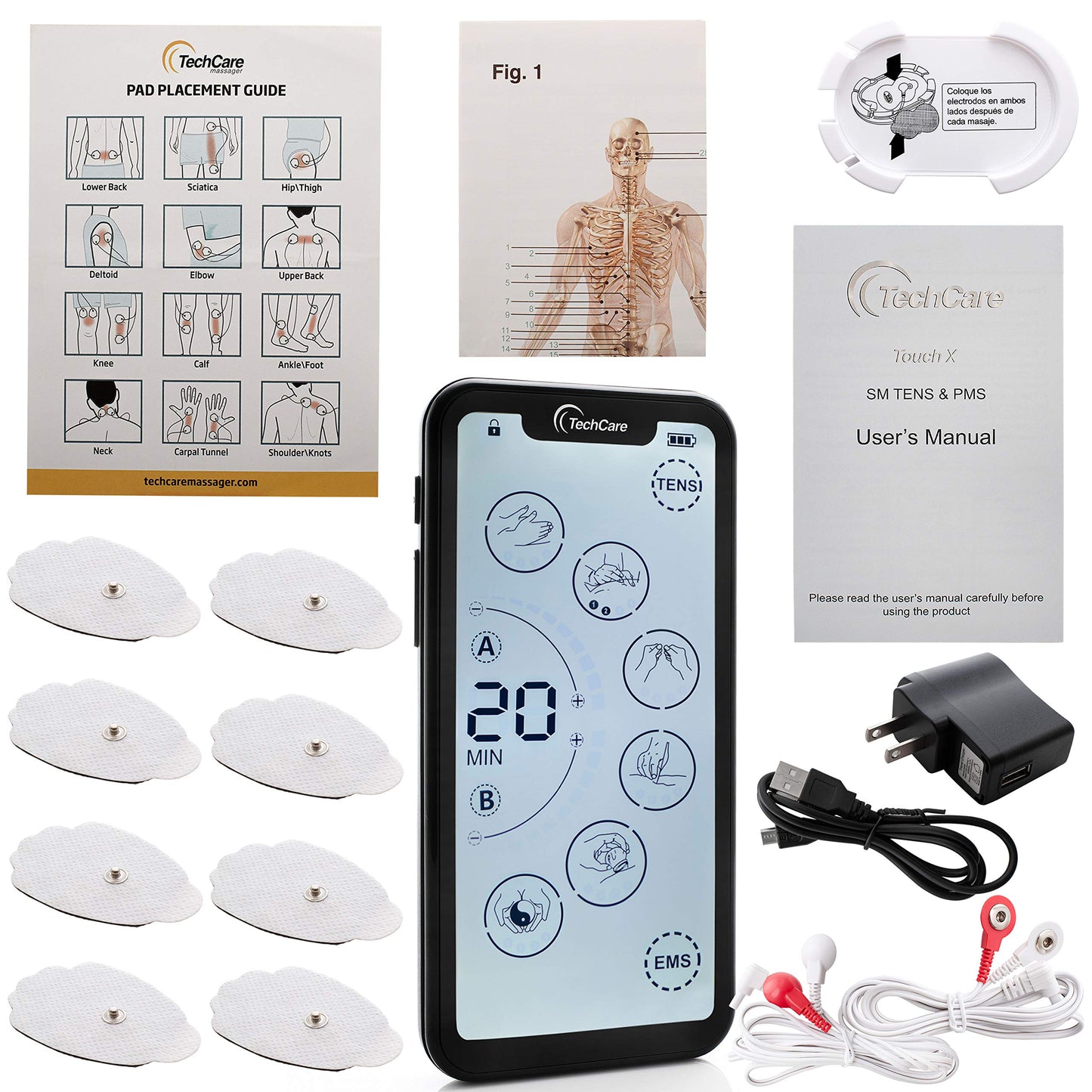 Tens Unit Muscle Stimulator 24 Massage Mode Tens EMS Machine Device Touchscreen Massager Intensity Deep Tissue Shoulder Pain Relief Sciatica Tendonitis Plantar Fasciitis