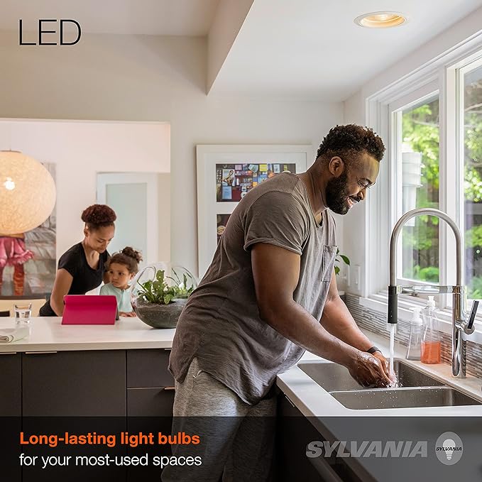 SYLVANIA LED Flood Light Bulb, BR30, 65W Equivalent, Efficient 9W, Dimmable, 10 Year, 650 Lumens, 3500K, Bright White - 2 Pack (78029)