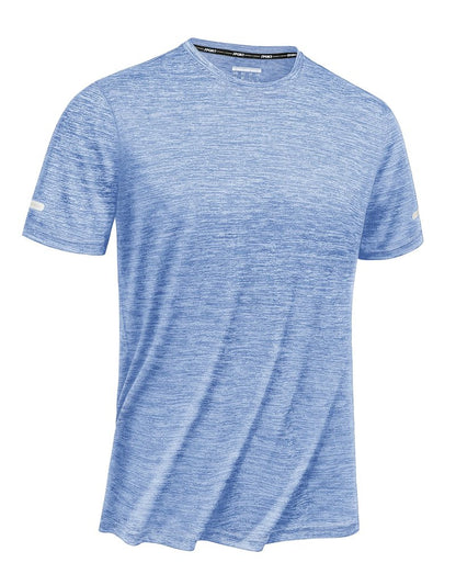 TACVASEN Workout Shirts for Men Short Sleeve Running Gym Athletic Dry Fit Shirts for Men Quick Dry Moisture Wicking Shirts for Men Light Blue