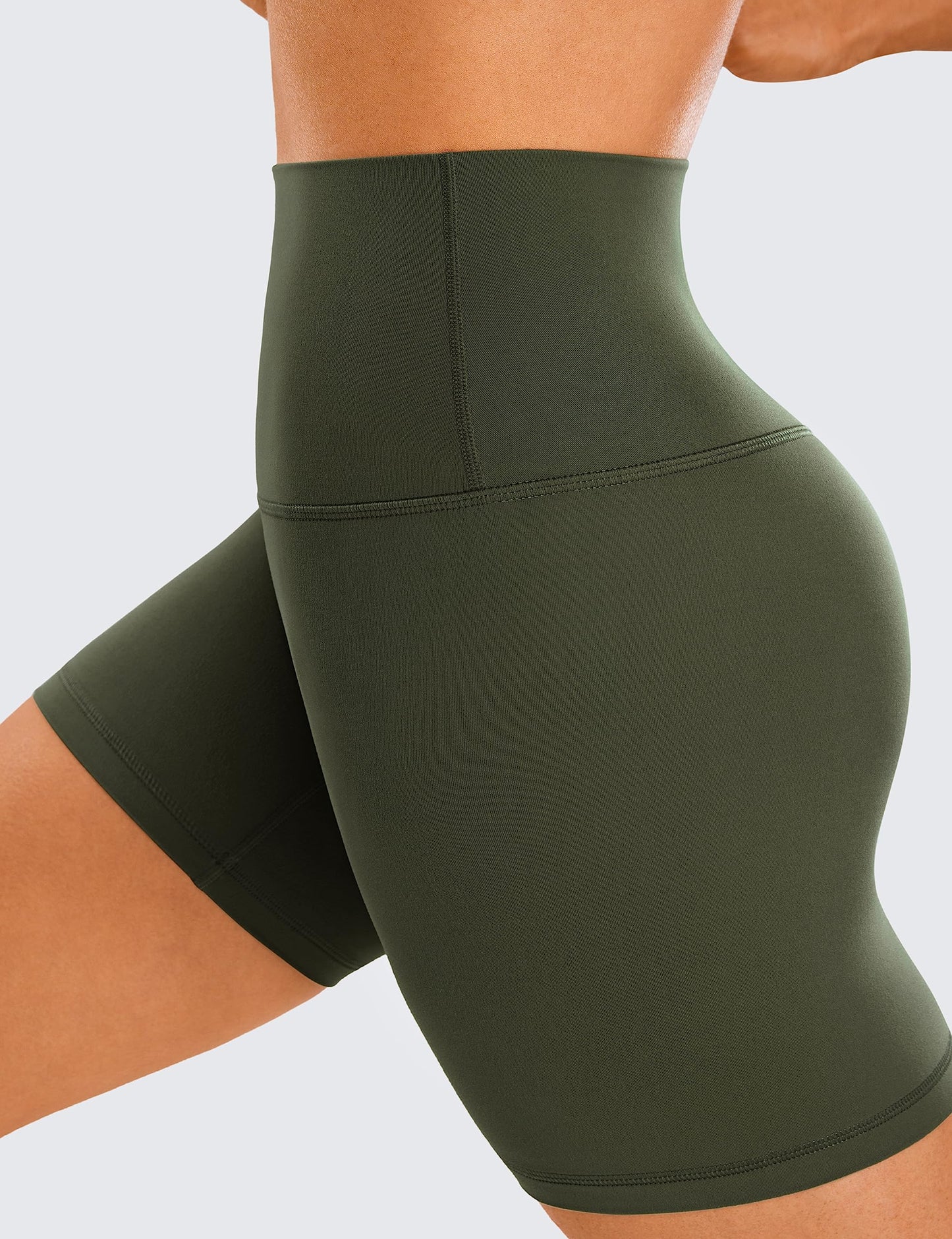 CRZ YOGA Butterluxe Biker Shorts 6" Olive Green Medium