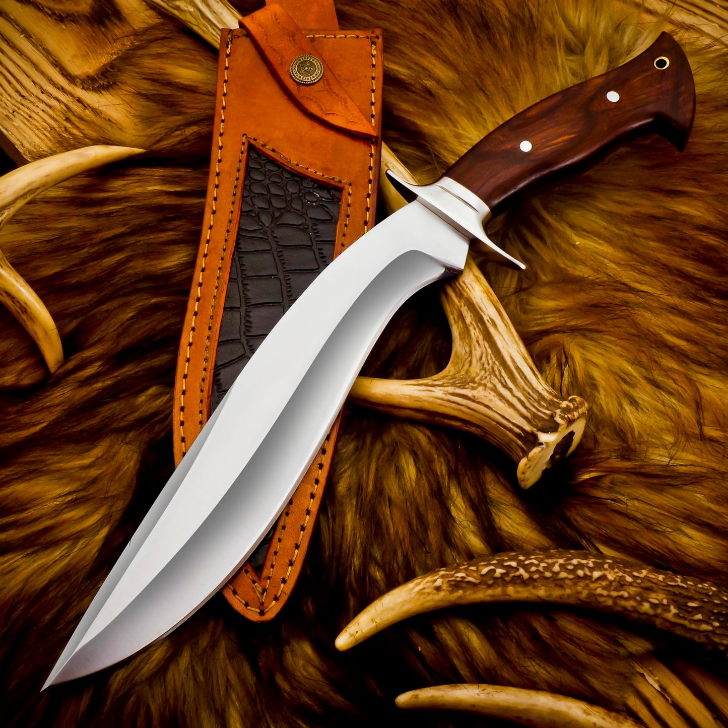 REG-234 Handmade Customised D2 Steel Kukri Knife - Exotic Wood Handle
