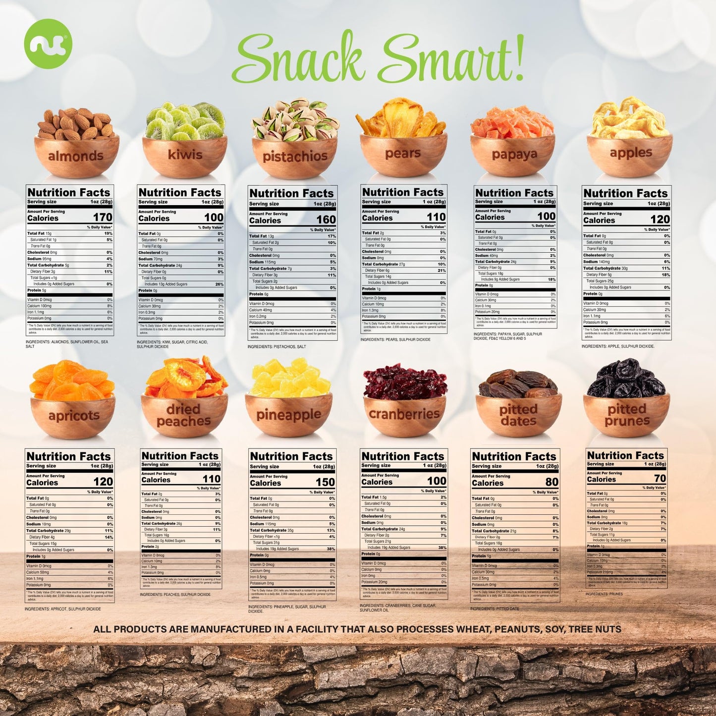 NUT CRAVINGS - Dried Fruit & Mixed Nuts Gift Basket in White Gold Box (12 Assortments) Food Arrangement, Healthy Snack Care Package,