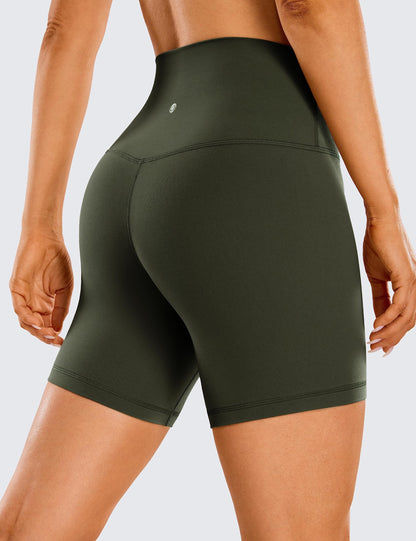 CRZ YOGA Butterluxe Biker Shorts 6" Olive Green Medium