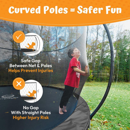 JUMPZYLLA Trampoline Outdoor 8FT 10FT 12FT 14FT 15FT 16FT with Enclosure and Ladder, ASTM Approved Recreational Trampoline for Kids and Adults, Anti-Rust Coated Frame (Yellow, 10FT)