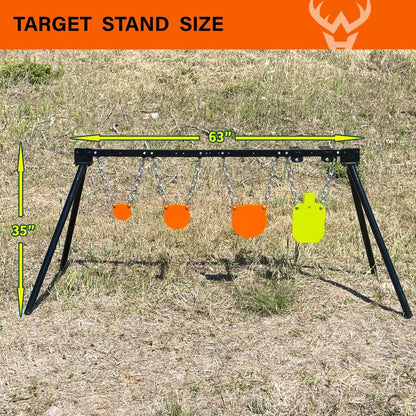 Highwild AR500 Steel Targets System 3/8 Inch Thick Complete Steel Shooting Targets with Stand, 4", 6", 8" Shooting Gongs + 7" x 12" Torso with 1 Stand, 2 Extension Brackets & 4 Mounting Kits
