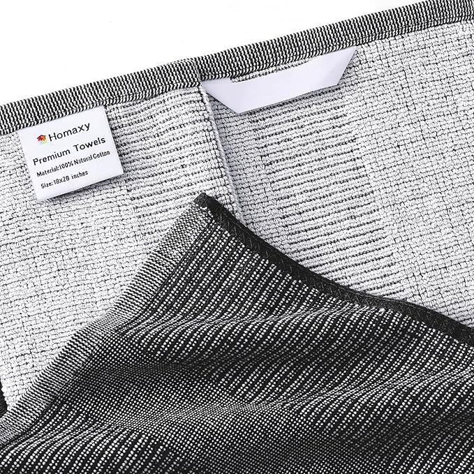 Homaxy Premium Kitchen Towels, Large Cotton Kitchen Hand Towels, Flat and Terry