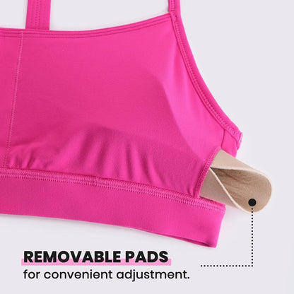 CRZ YOGA Butterluxe Y Back Sports Bras for Women - Padded Racerback Low Impact Spaghetti Thin Strap Workout Yoga Top Hibiscus Purple X-Small