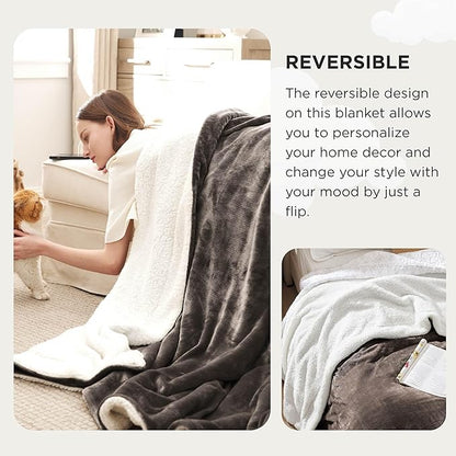 Bedsure GentleSoft Sherpa Fleece Oversized Cal King Blankets for Bed - Thick and Warm Throw for Men, Soft Fuzzy Plush Large Blanket for Winter, Brown, 112x98 Inches