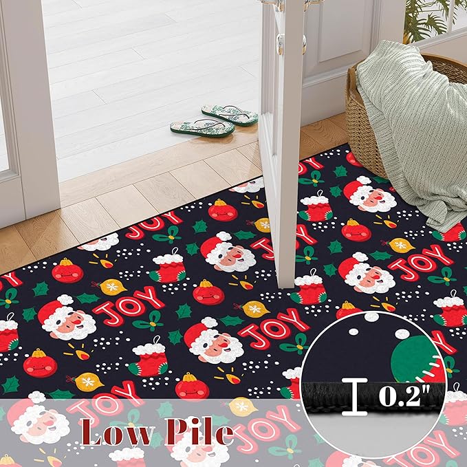 3' X 5' Christmas Rug Indoor Xmas Door Mat Washable Non Slip for Bedroom Living Room Entryway Laundry Classroom Santa Claus Throw Rug for Kids Boys Girls Cute