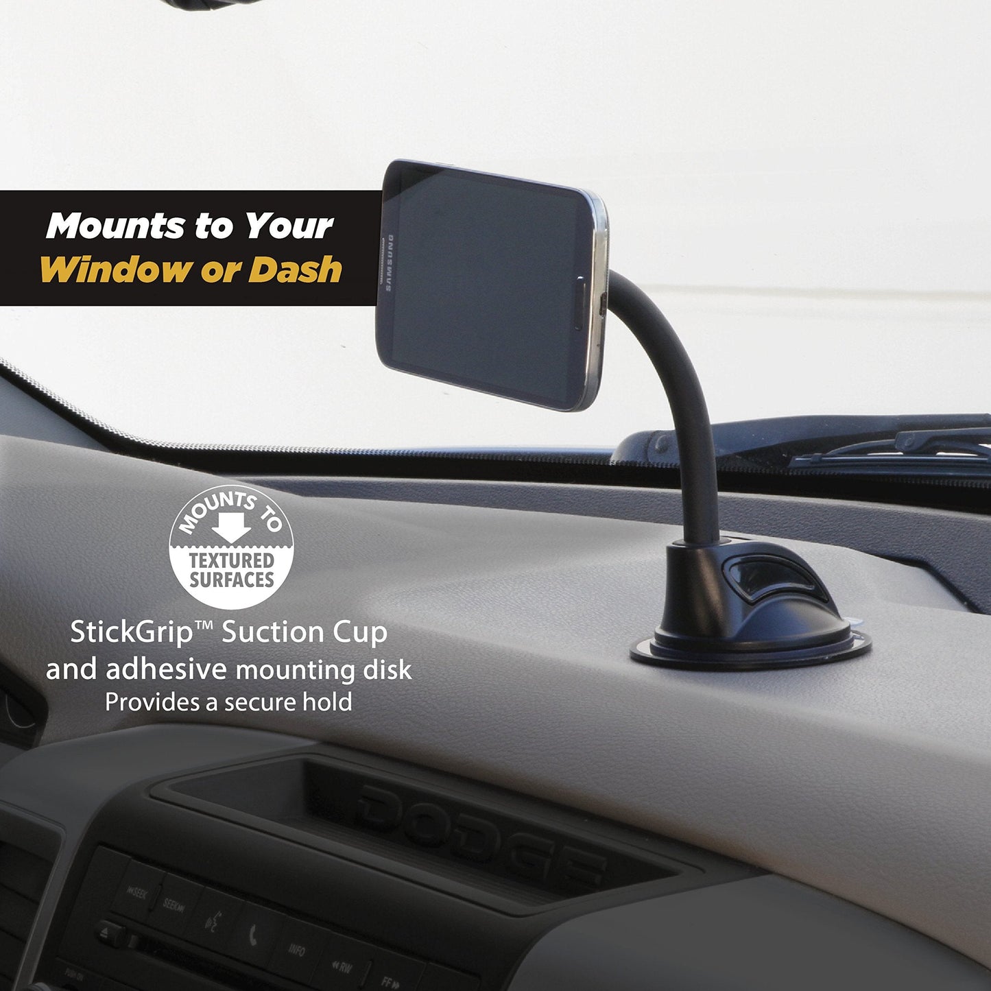 Scosche MAGWDM MagicMount Magnetic Car Phone Holder - Strong Magnet Mount for iPhone and Android - Secure Magnetic Cell Phone Mount for Window/Dash - Universal 360° Adjustable Mobile Cellphone Holder