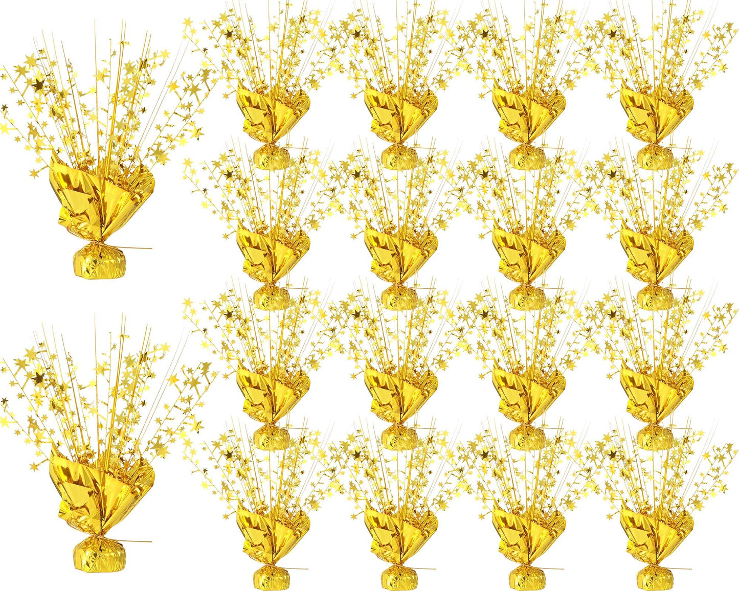 18 Pack 2026 Graduation Table Centerpiece Decoration Metallic Foil Spray Centerpiece Glitter Star Brust Table Topper Decoration for Graduation Birthday New Year Holiday Party Supplies (Gold)