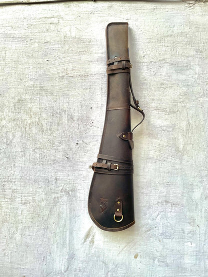 ZOLO LEATHERS Western Hardwax Leather Shooting Gun Cover Shotgun Case Leather Rifle Scabbard with Adjustable Shoulder Strap (Vintage Brown)