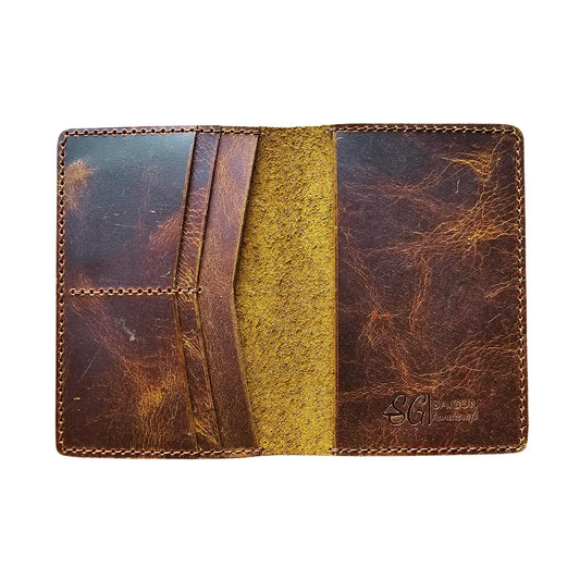 Leather Passport Holder for Men and Women - Handmade Vintage Travel Wallet - Mens Passport Case with Card Organizer - Genuine Leather Passport Cover - 4 Card Slots (Style B)