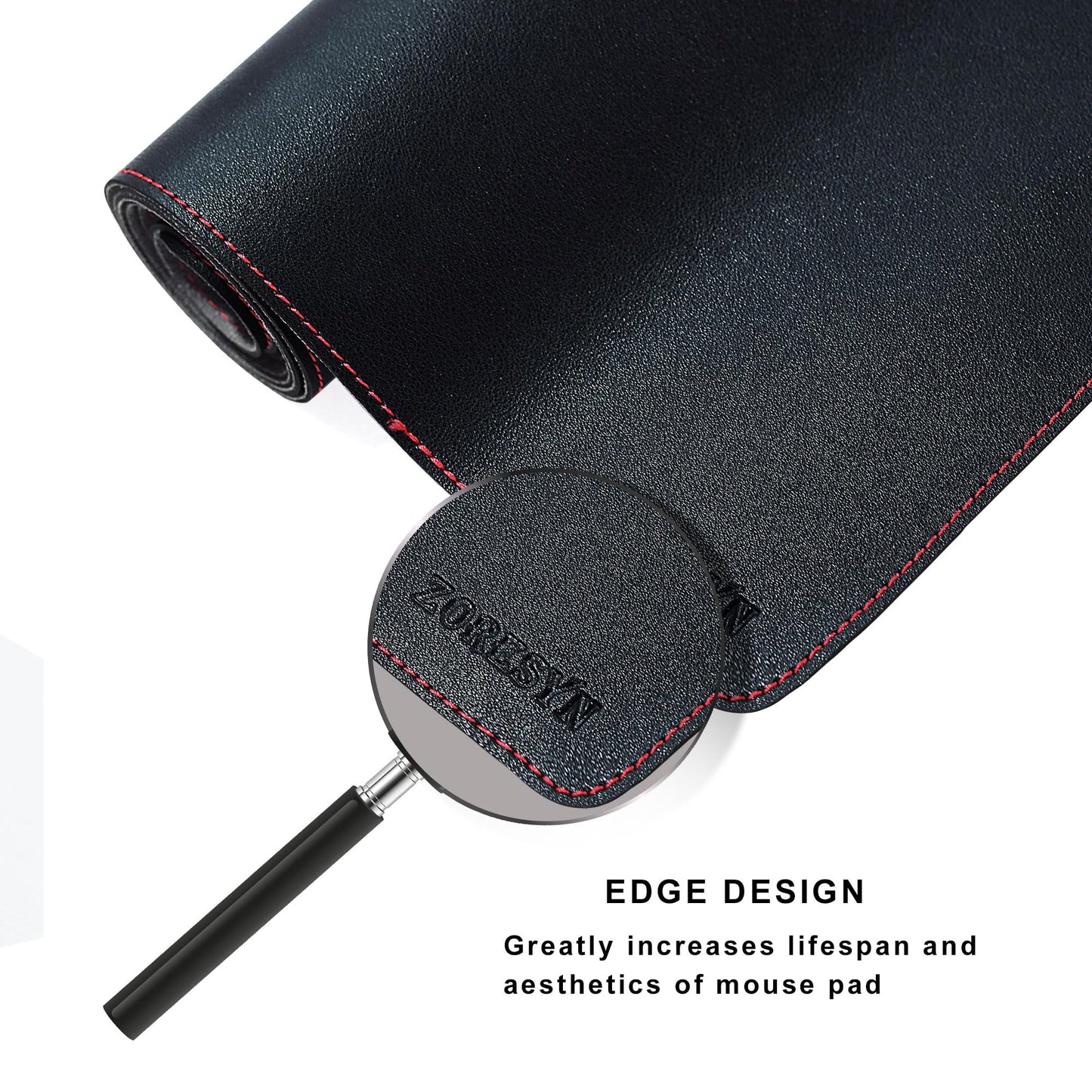 ZORESYN Leather Desk Mat 31.5 x 23.6 Inch (Black) - Extended Widen Mouse Pad, Waterproof Faux Leather Desk Pad with Non-Slip Base for Office & Home