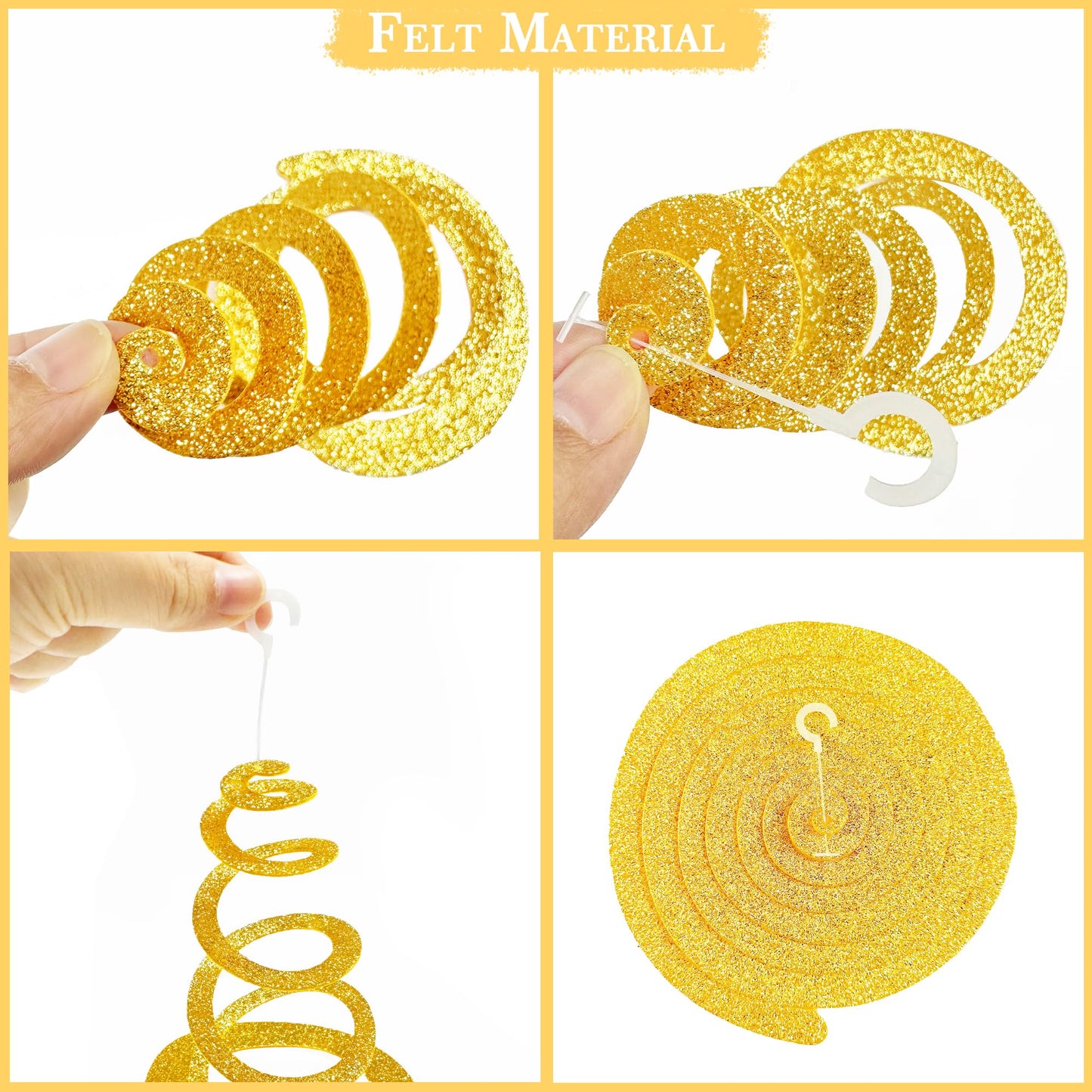 36 Pcs Maroon Gold Hanging Swirl Decorations Glitter Gold Burgundy Beige Felt Swirl Streamer Spiral Ceiling Garland for Birthday Graduation Wedding Baby Shower Retirement Anniversary Garnet Party