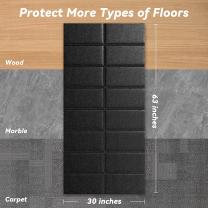 Treadmill Mat for Carpet Floors, 63"×30", 0.24" Thick Walking Pad Mat for Hardwood Floors Protection, Non-Slip, Shock Absorption, Heavy Duty Exercise Equipment Mats for Home Gym Workout