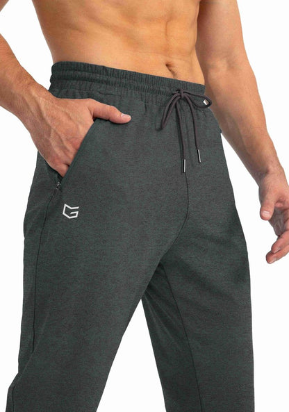 G Gradual Men's Sweatpants with Zipper Pockets Tapered Joggers for Men Athletic Pants for Workout, Jogging, Running (Heathered Black, 3X-Large)