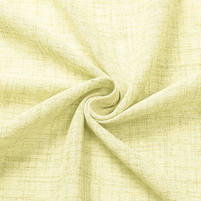 Tollpiz Linen Curtains Bedroom Rod Pocket Semi Sheer Curtain Burlap Light Filtering Thick Linen Drapes for Living Room, 54 x 84 inches Long, Cream Yellow, Set of 2 Panels