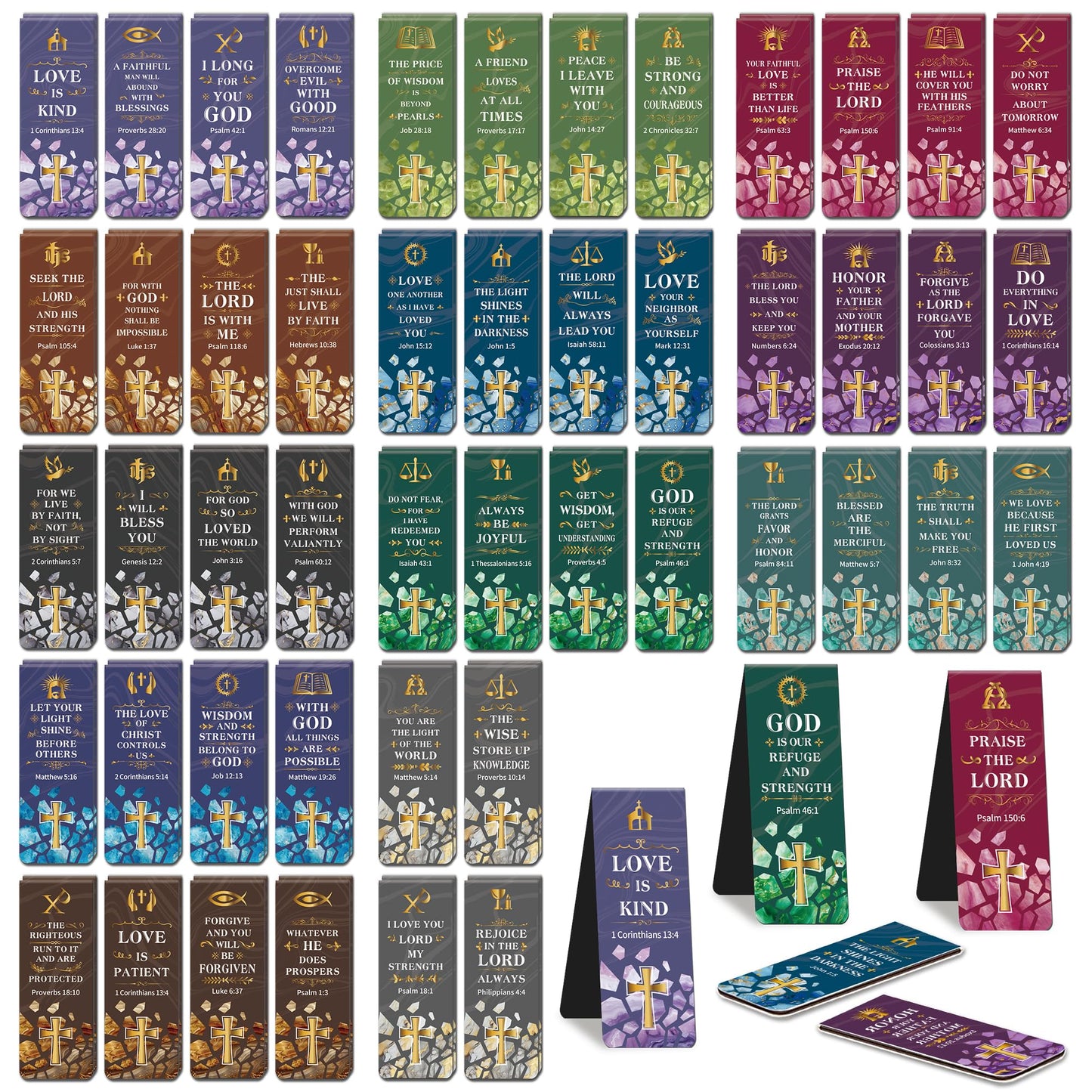 96Pack Magnetic Bookmarks Bible Bookmark Christian Bookmarks Bulk Book Marks for Reading Women Men Adults Kids Book Lovers Gifts, Cute Personalized Religious Magnet Bookmark Clips (Christian)