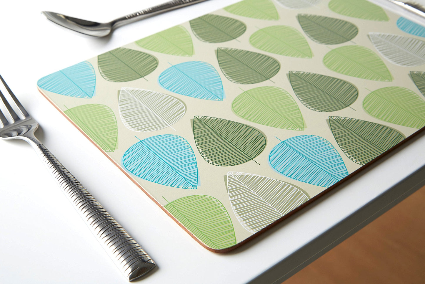 Premier Housewares Green Leaf Placemats, Set of 4, Cork