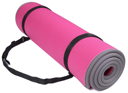 Fitvids All-Purpose 2/5-Inch (10mm) Extra Thick High Density Anti-Slip Exercise Pilates Yoga Mat with Carrying Strap, Multiple Colors