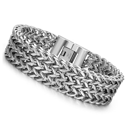 LOYALLOOK Stainless Steel 19MM Cuban Curb Link Chain Men's Bracelets Rock Link Wristband,8.5 Inches