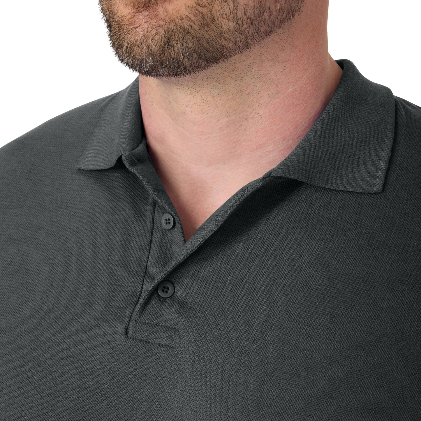 Hanes Mens Pique Short Sleeve Polo Shirt, Three-button Midweight For, Charcoal Heather, Small US
