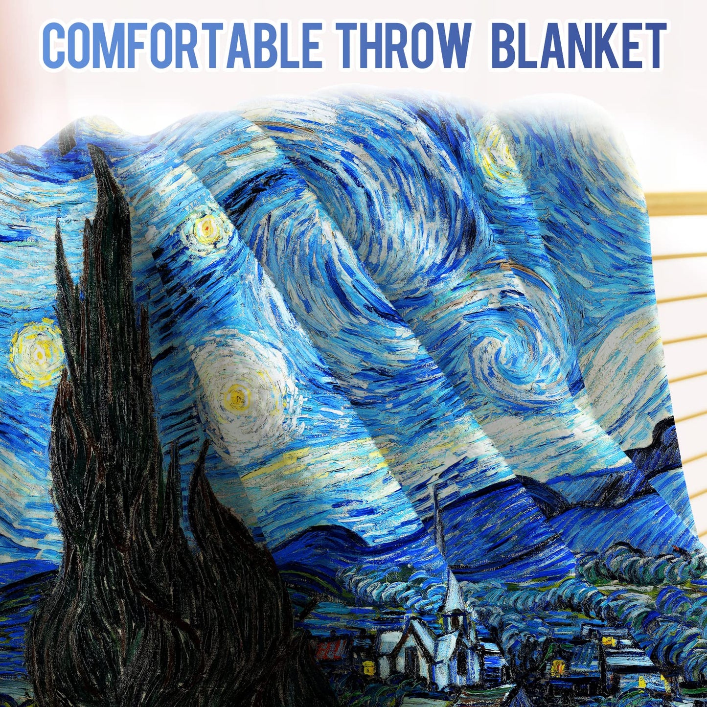 Levens The Starry Night Throw Blanket, Abstract Theme Decor for Couch Bed Sofa Travelling Camping, Birthday Christmas Soft Cozy Lightweight Flannel Fleece Blankets for Kids 50"x60"