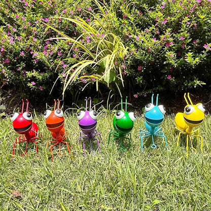 Metal Yard Art Garden Decor for Outside Cute Ants Yard Decorations Outdoor Lawn Ornaments Backyard Gifts for Mom - Set of 6