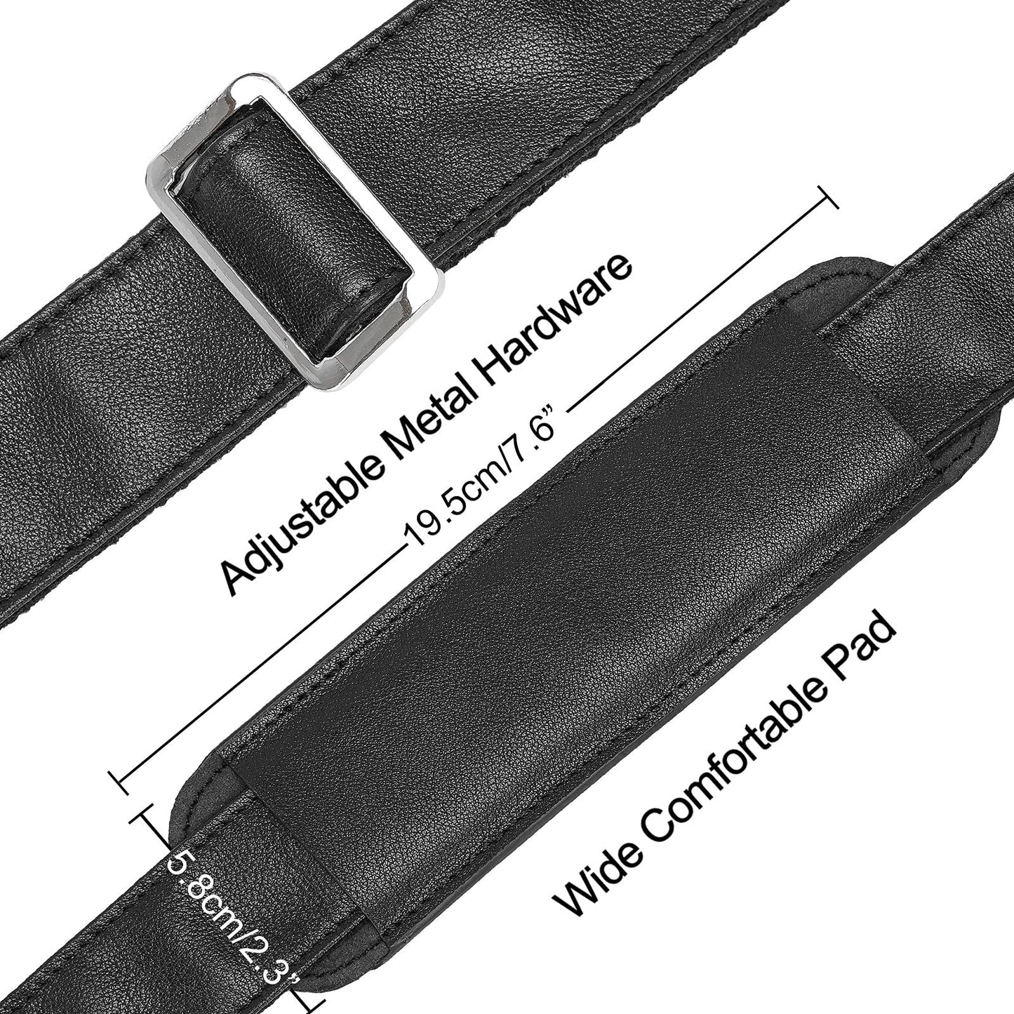 Masa Kawa Full Grain Leather Shoulder Strap - Replacement Bag Straps for Laptop Briefcase, Messenger, Duffel, Crossbody, Travel Bags