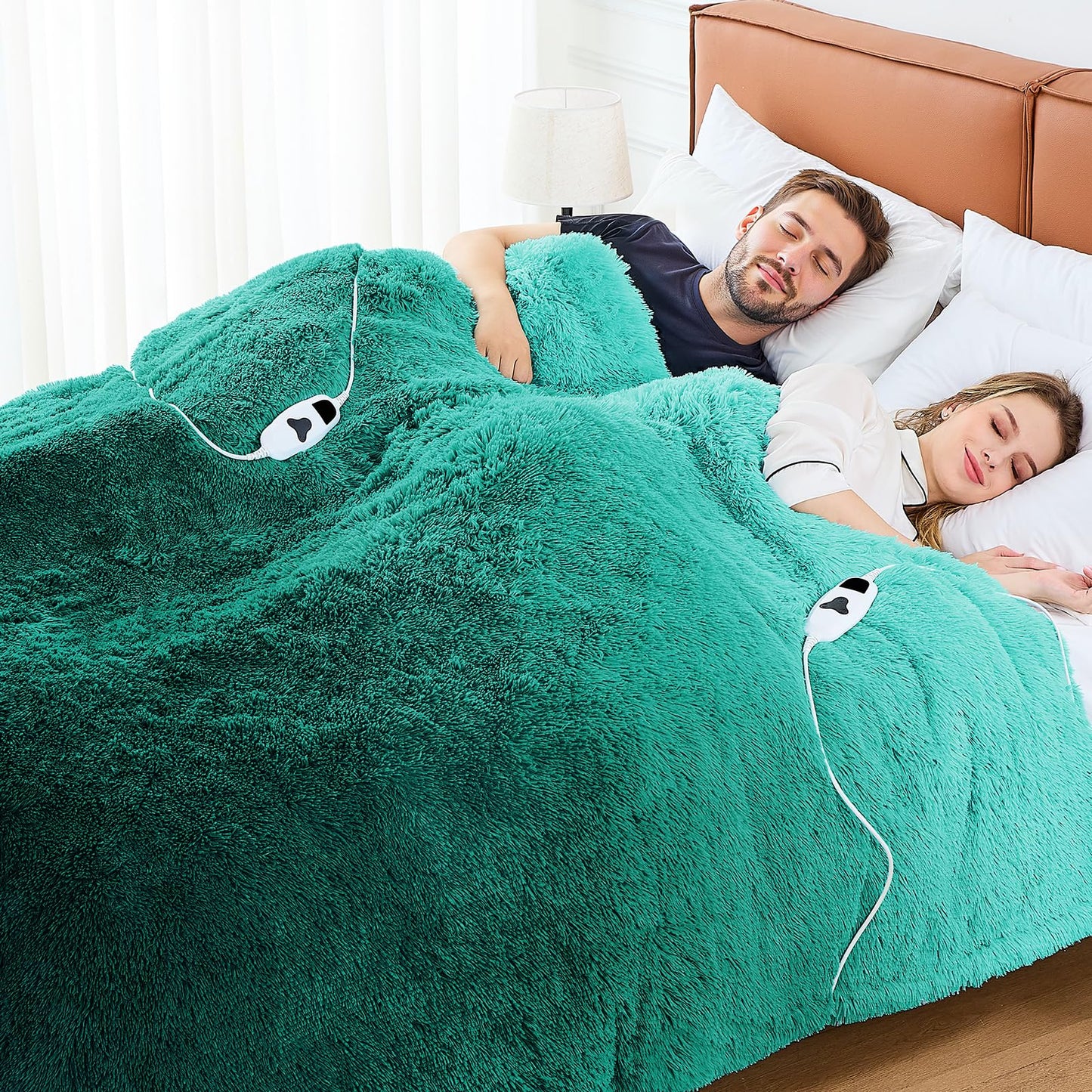 Heated Electric Blanket Throw,Warm Winter Birthday Gifts for Women Her Grandma-Faux Fur with Soft Sherpa,10 Heat Settings,5 Time Settings with Fast Heating, 50x60, Rainbow