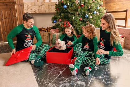 Haloumoning Family Christmas Pajamas Matching Sets Xmas PJs Sets Holiday Jammies Sleepwear Green