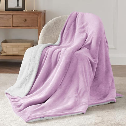 Bedsure GentleSoft Sherpa Fleece Throw Blanket Twin Size for Couch - Thick and Warm Throw for Girls, Soft Fuzzy Plush Twin Blanket for Winter, Lilac, 60x80 Inches