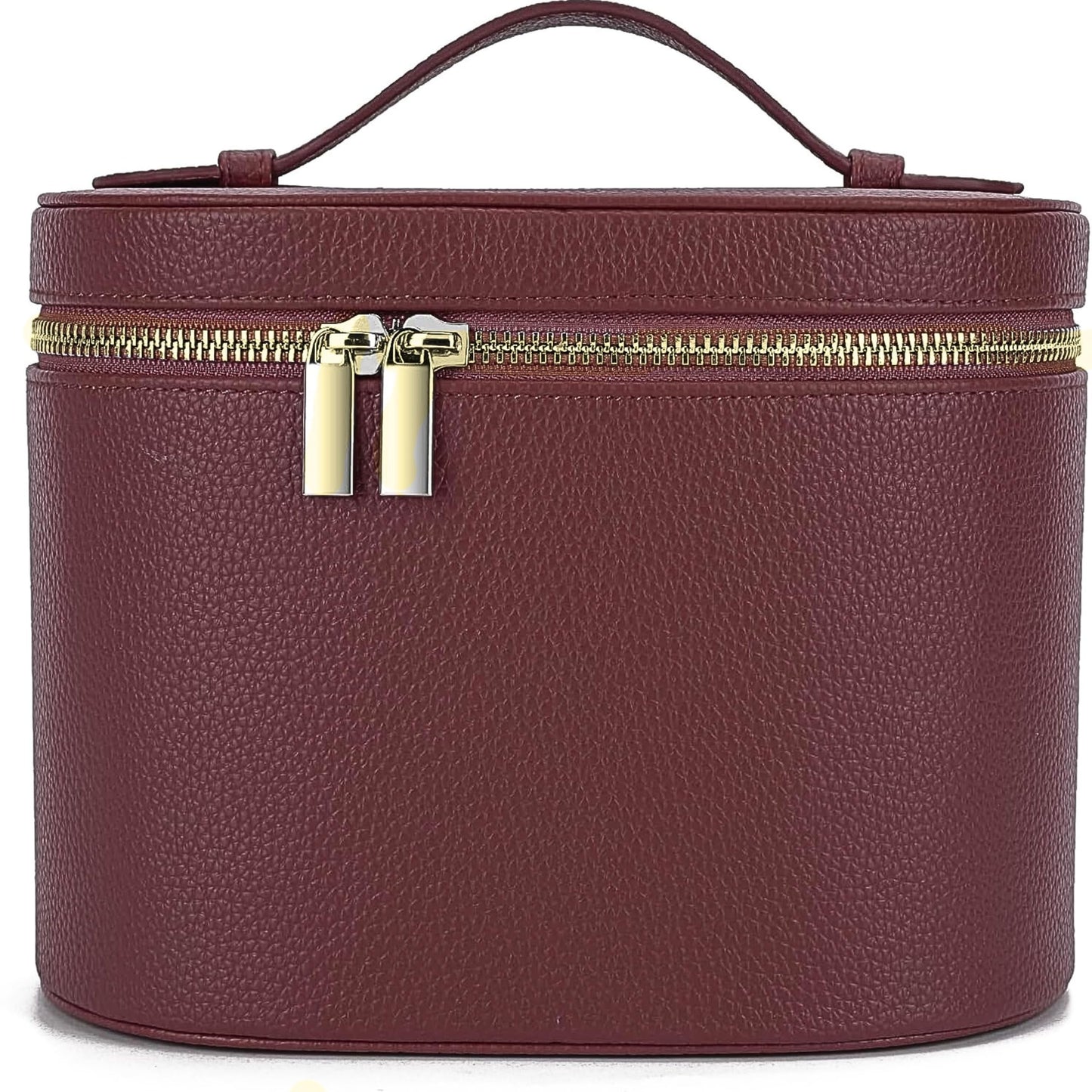 JAZD Vanity Case Makeup Bag with Removable Organizer Divider, Travel Toiletry Cosmetic Organizer for Women (BURGUNDY)
