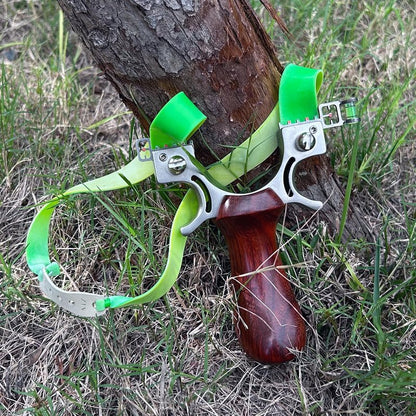 RCZZSUWE Slingshot, Hunting Sling Shot Set for Adults, Professional Stainless Steel Tactical Slingshots, High Velocity Catapult with Ammo Balls, Rubber Bands, Ammo Pouch, Target（Brown）