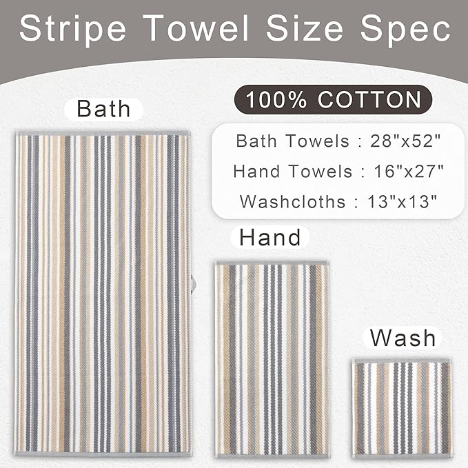 VOOVA & MOVAS Cotton Washcloths Set of 6, Soft Wash Cloths Set