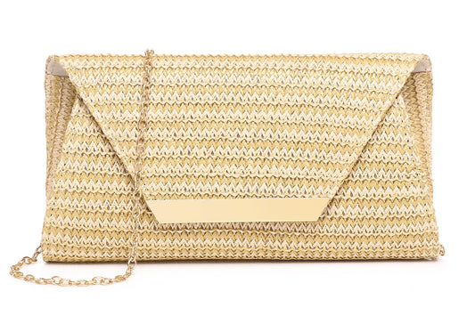 MUDUO Women Patent Leather Fashion Clutch Purses Evening Bag Handbag Christmas gift (Khaki)