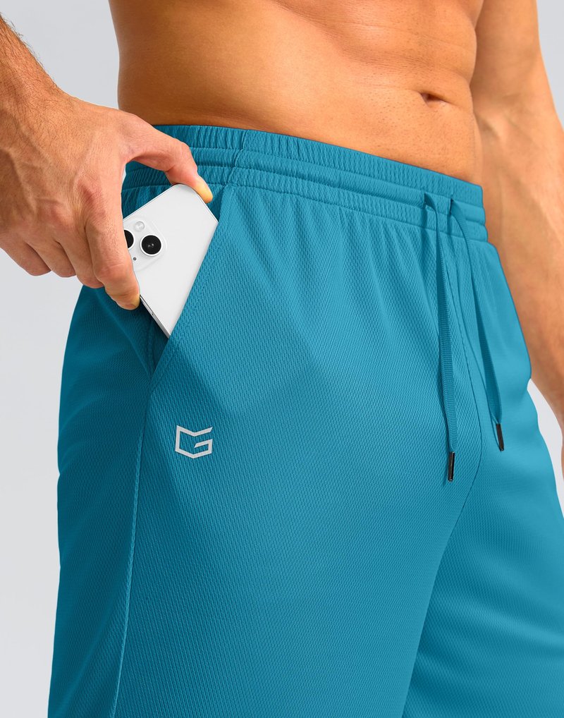 G Gradual Men's Athletic Shorts with Pockets 9" / 11" Long Basketball Shorts Lightweight Quick Dry Gym Workout Shorts for Men(Lake Blue,XXXL)