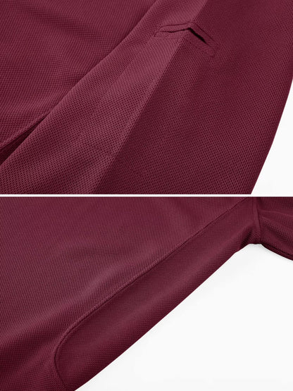 MAGCOMSEN Polo Shirts for Men Golf Shirts Quick Dry Collared Short-Sleeve Work Polo Performance Shirt Wine Red L