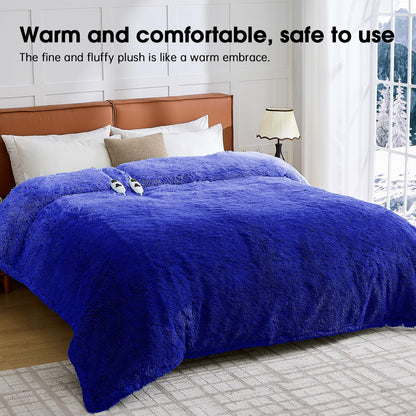 Heated Electric Blanket Throw,Warm Winter Birthday Gifts for Women Her Grandma-Faux Fur with Soft Sherpa,10 Heat Settings,5 Time Settings with Fast Heating, 50x60, Rainbow