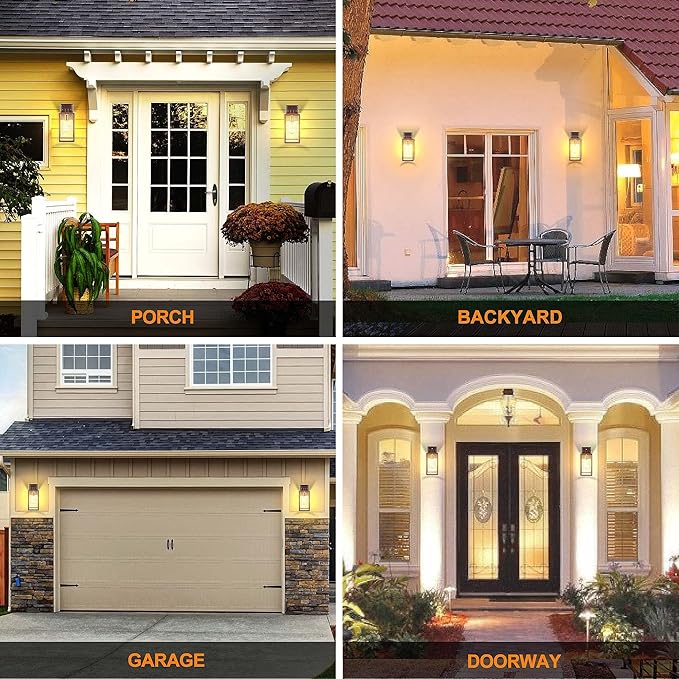 PARTPHONER Exterior Light Fixtures for House, Waterproof Porch Light Wall Mount, Anti-Rust Wall Sconce, Oil Rubbed Bronze Aluminum for Garage, Doorway