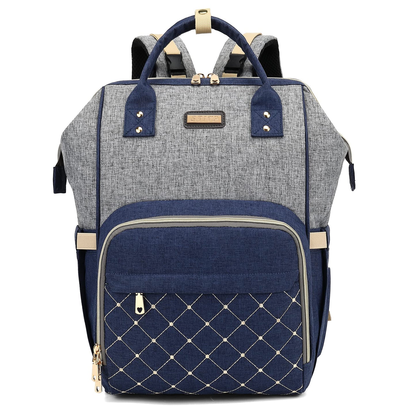 Diaper Bag Backpack, Diaper Bags for Baby Girls Boys, Baby Bags for Moms Dads, Nappy Changing Bag with Insulated Pockets,Multi-functional Waterproof Backpack with Stroller straps- Light Grey Blue
