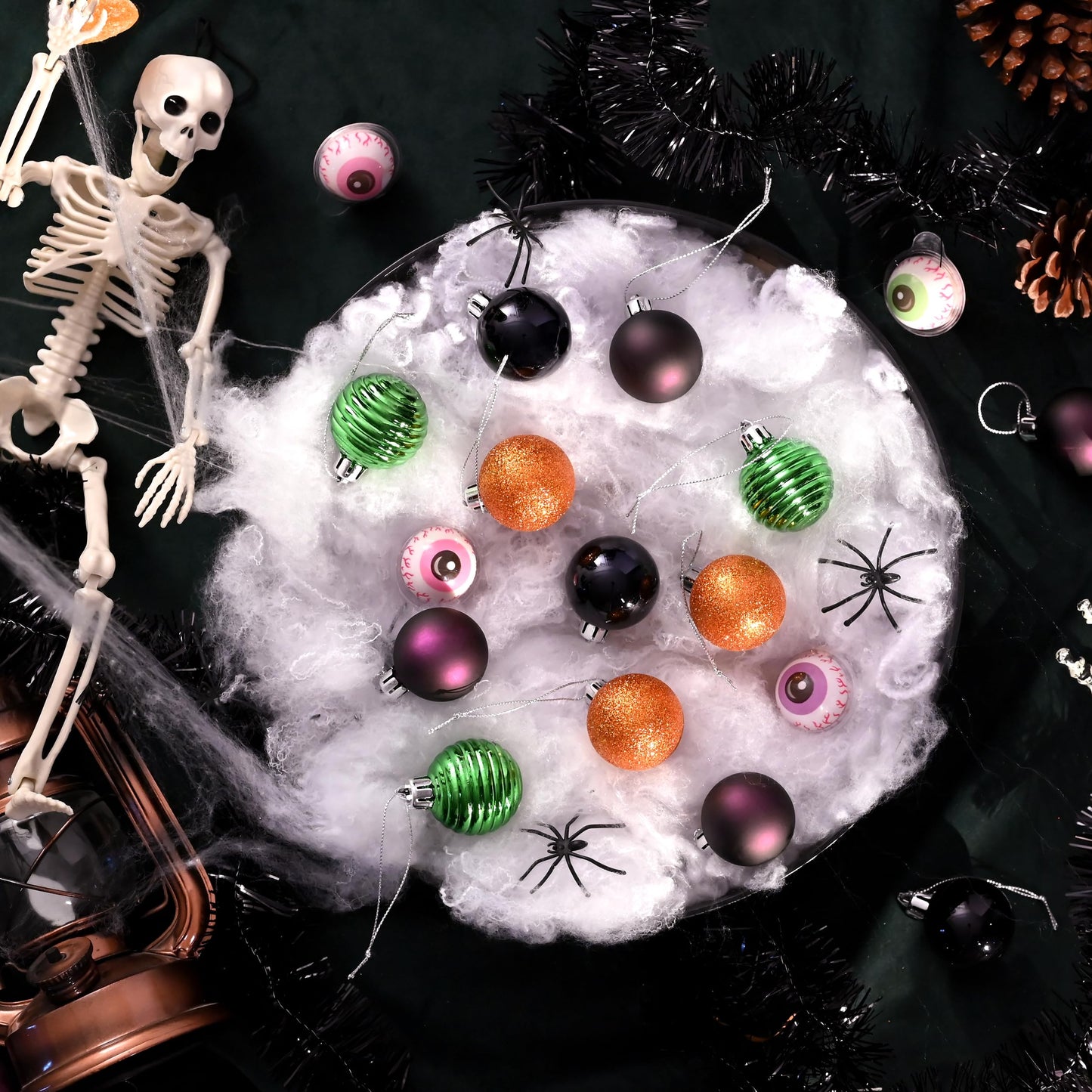 Valery Madelyn 1.57 Inches Small Christmas Tree Decorations Ornament Set for 4th of July Fall Halloween, 24ct Orange Purple Green Shatterproof Hanging Ball Ornaments Holiday Party Decor