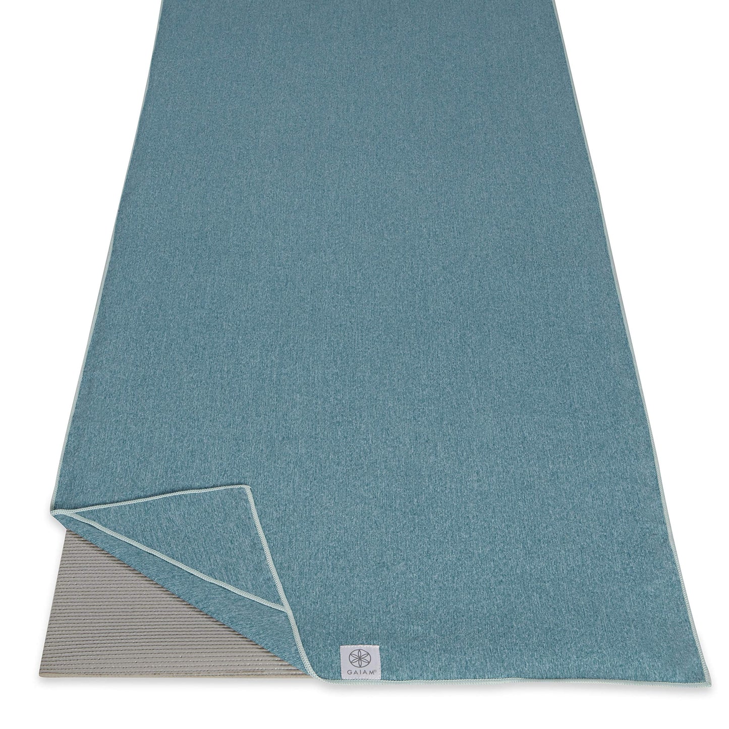 Gaiam Yoga Towel - Mat Sized Active Dry Non Slip Moisture Wicking Sweat Absorbent Microfiber Hot Yoga Towel for Women & Men | Stay-Put Corner Pockets (70" Long x 26" Wide)